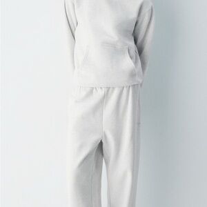 Aritzia TNA Sweatfleece Cozy Fleece Mega Fit Joggers, Heather Cloud White 2XL